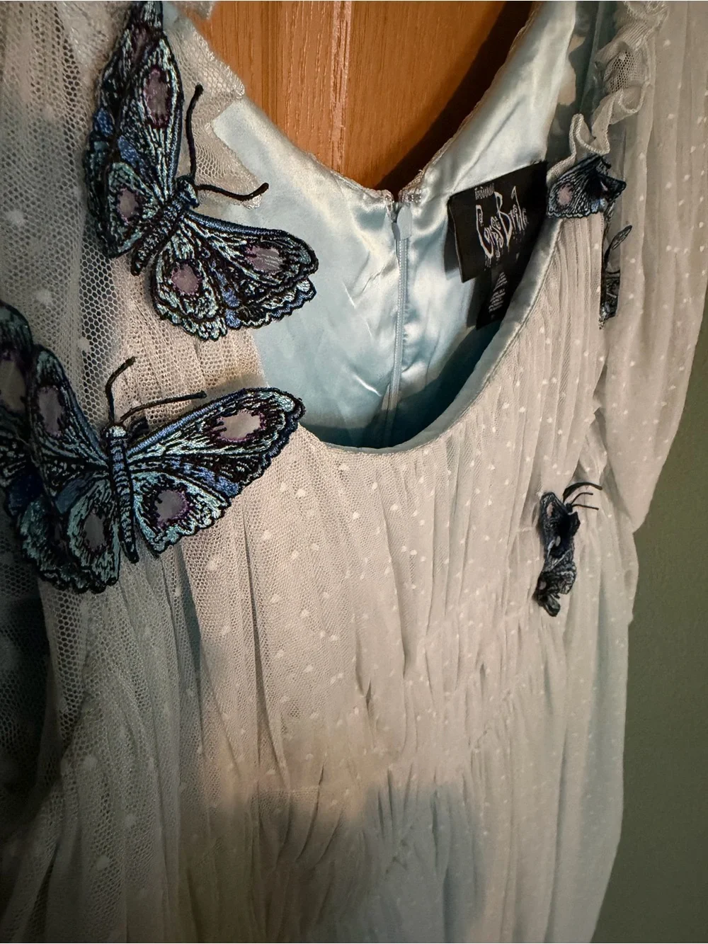 La Femme En Noir Corpse Bride Light Blue Emily Butterfly Gown - Picture 2 of 6